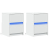 Mesas de cabeceira c/ luzes LED 2 pcs derivados madeira branco 3
