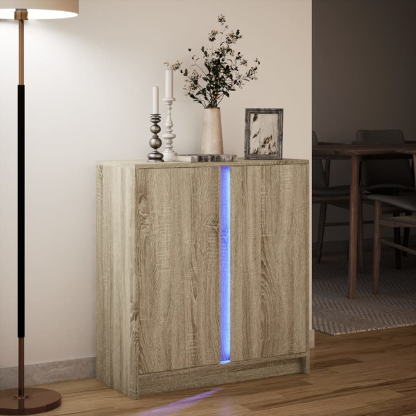 Aparador con LED madera de ingeniería roble Sonoma 77x34x85 cm M 5
