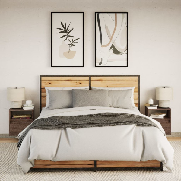 Muebles TV de pared luces LED 2 uds marrón roble 41x31x45 cm M 4