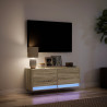 Mueble de TV de pared con luces LED roble Sonoma 100x31x35 cm 5