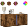 Mueble de TV de pared con luces LED roble ahumado 80x31x35 cm 2