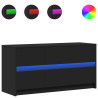 Móvel de TV com luzes LED derivados de madeira preto 2