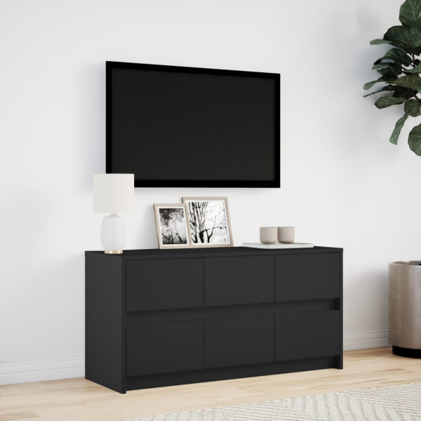 Mueble de TV con LED madera de ingeniería negro 100x34x50 cm M 4
