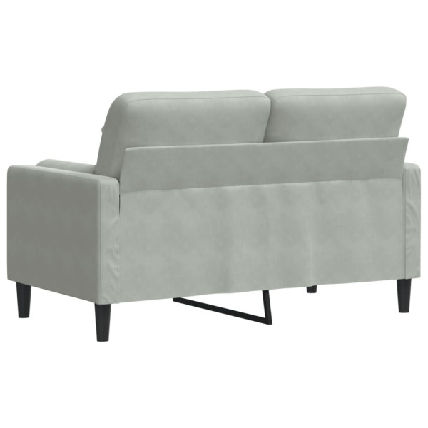 Sofá 2 lugares + almofadas decorativas 120cm veludo cinza-claro M 5