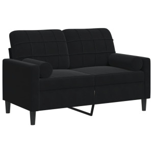 Sofá 2 lugares c/ almofadas decorativas 120 cm veludo preto H