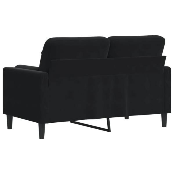 Sofá 2 lugares c/ almofadas decorativas 120 cm veludo preto M 5