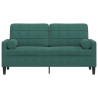 Sofá 2 lug. c/ almofadas decorativas 140cm veludo verde-escuro 3