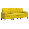 Sofá 3 lugares c/ almofadas decorativas 180 cm veludo amarelo 2