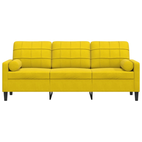 Sofá 3 lugares c/ almofadas decorativas 180 cm veludo amarelo M 3
