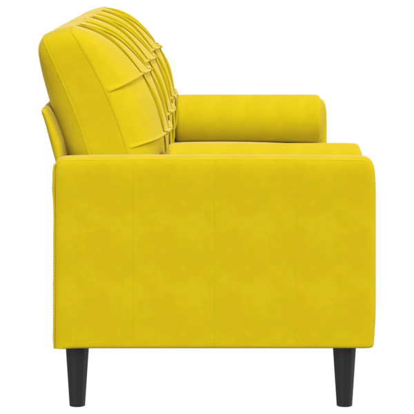 Sofá 3 lugares c/ almofadas decorativas 180 cm veludo amarelo M 4