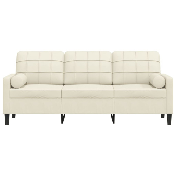 Sofá de 3 plazas con cojines terciopelo color crema 180 cm M 3