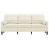 Sofá 3 lugares c/ almofadas decorativas 180 cm veludo creme 3