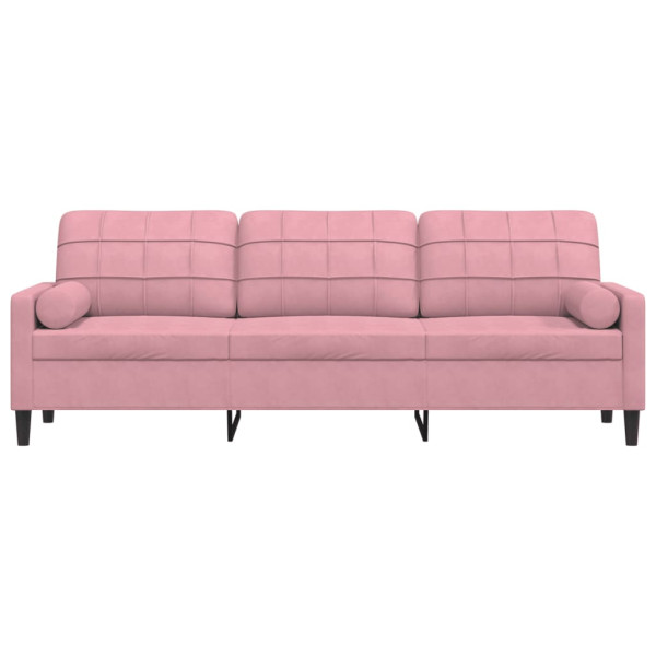 Sofá 3 lugares c/ almofadas decorativas 210 cm veludo rosa M 3