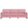 Sofá 3 lugares c/ almofadas decorativas 210 cm veludo rosa 3