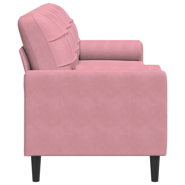 Sofá 3 lugares c/ almofadas decorativas 210 cm veludo rosa M 4