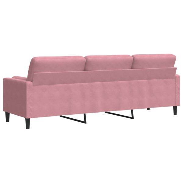 Sofá 3 lugares c/ almofadas decorativas 210 cm veludo rosa M 5