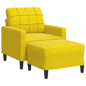 Sillón con taburete terciopelo amarillo 60 cm H