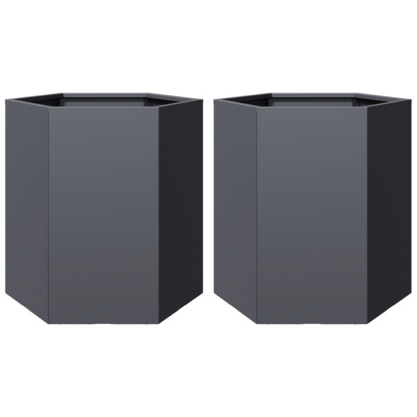 Vasos floreiras jardim 2 pcs hexagonal 46x40x45cm aço antracite M 2
