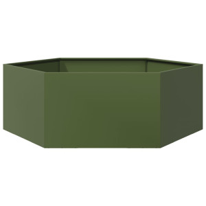 Vaso/floreira jardim hexagonal 138x120x45 cm aço verde azeitona H