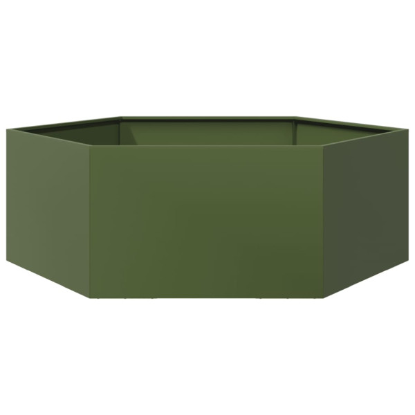 Vaso/floreira jardim hexagonal 138x120x45 cm aço verde azeitona M 2