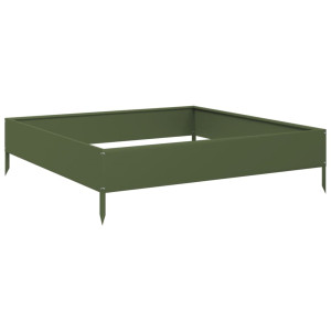 Arriate de acero verde oliva 100x100x26 cm H