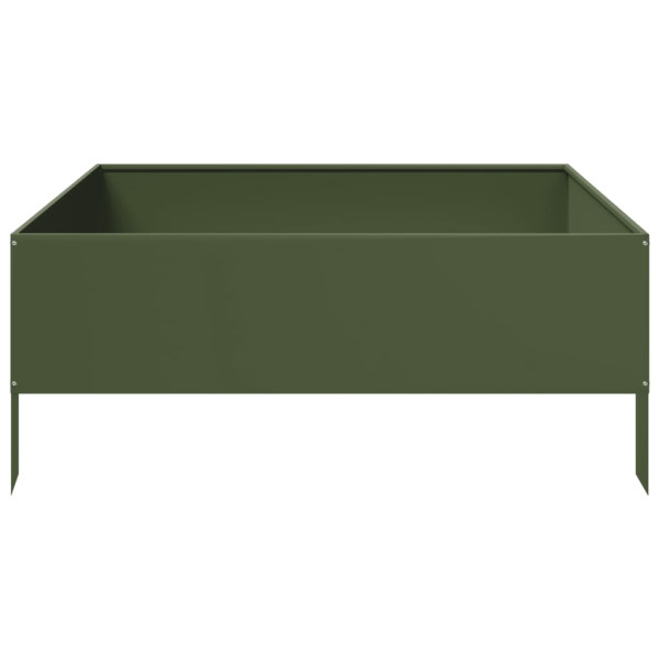 Arriate de acero verde oliva 100x100x25 cm M 5