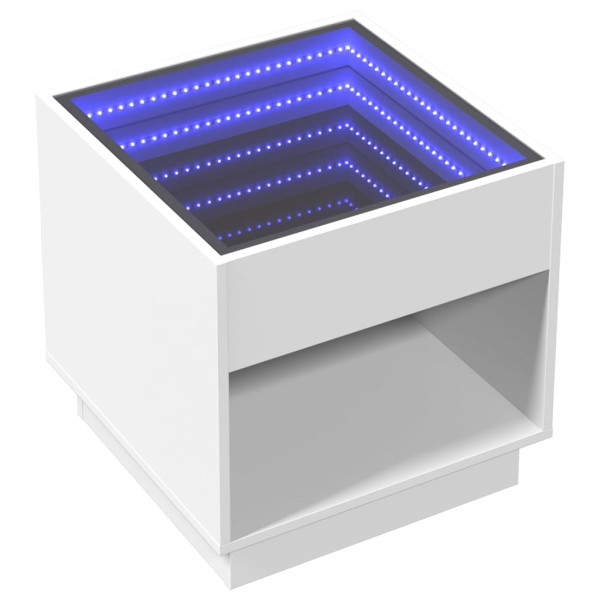 Mesa de cabeceira com luzes LED Infinity 50x50x50 cm branco M 3