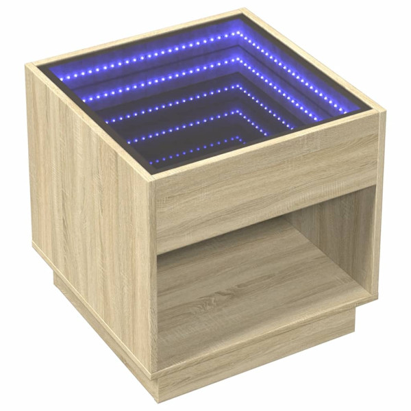 Mesita de noche con Infinity LED roble Sonoma 50x50x50 cm M 3