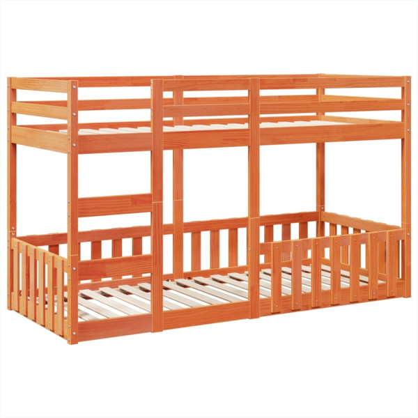 Litera de madera maciza de pino marrón cera 80x200 cm M 2