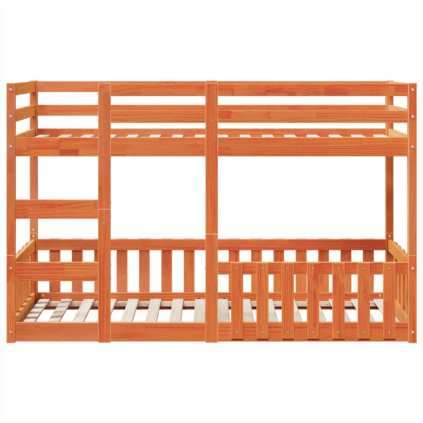 Litera de madera maciza de pino marrón cera 75x190 cm M 5