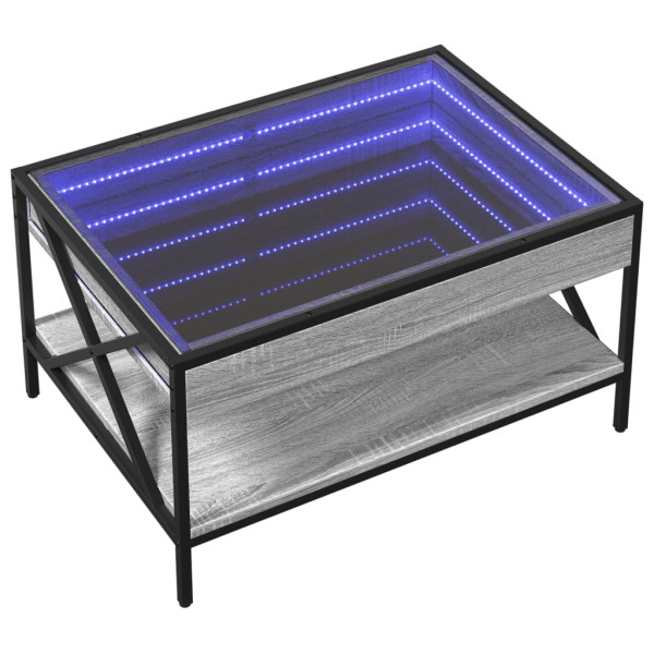 Mesa de centro con Infinity LED gris Sonoma 70x50x38 cm M 3
