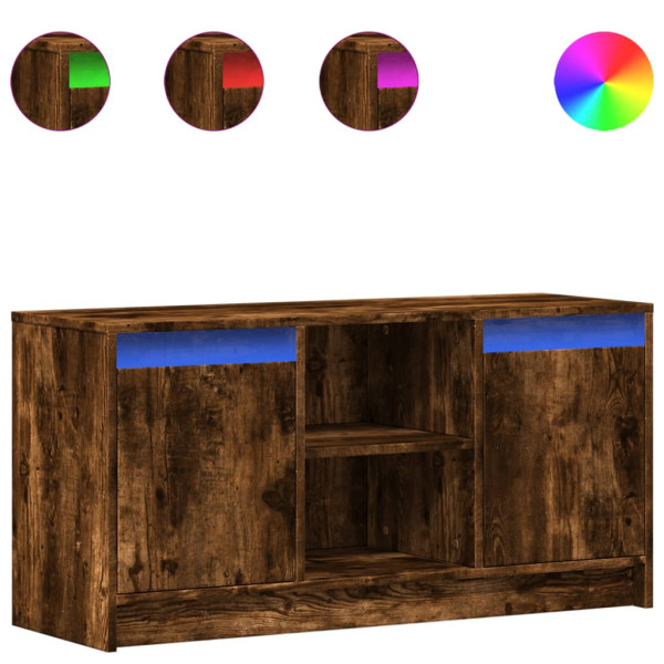 Mueble de TV LED madera ingeniería roble ahumado 100x34x50 cm M 2