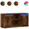 Mueble de TV LED madera ingeniería roble ahumado 100x34x50 cm 2