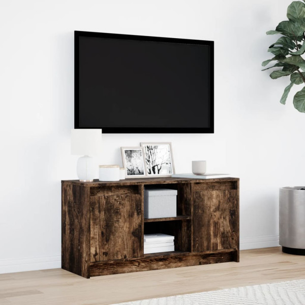 Mueble de TV LED madera ingeniería roble ahumado 100x34x50 cm M 4