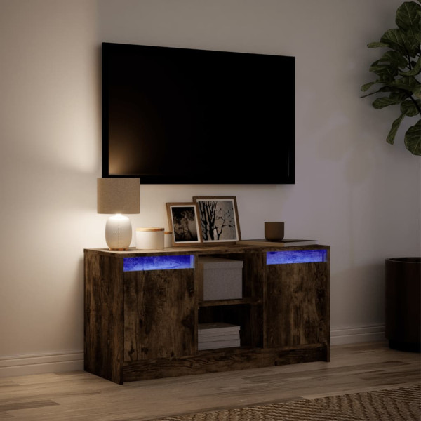 Mueble de TV LED madera ingeniería roble ahumado 100x34x50 cm M 5