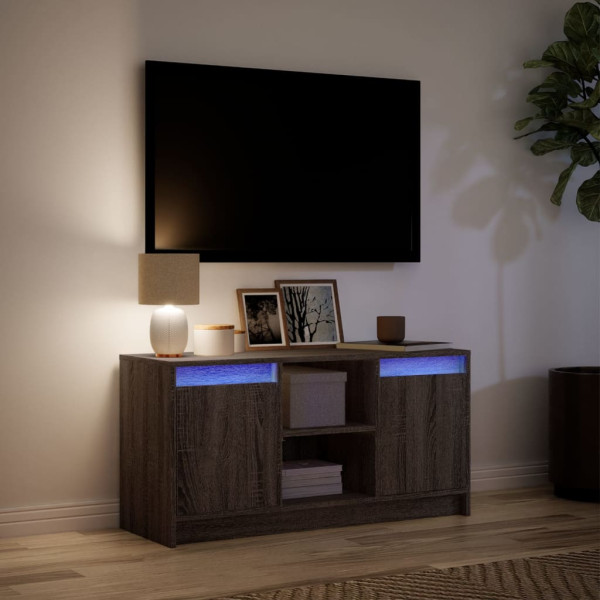 Mueble de TV LED madera ingeniería marrón roble 100x34x50 cm M 5