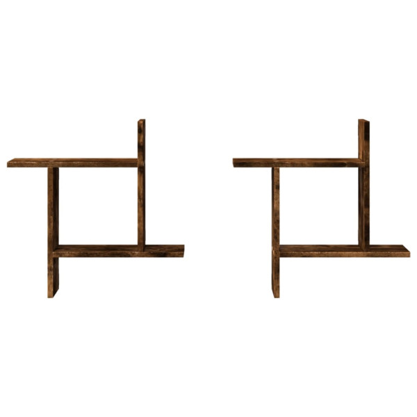 Prateleiras de parede 2 pcs derivados madeira carvalho fumado M 4