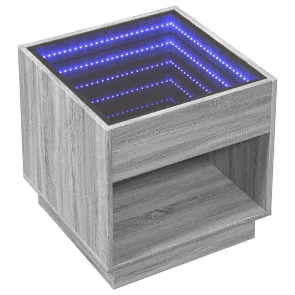 Mesa de centro luzes LED Infinity 50x50x50 cm cinzento sonoma M 3