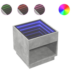 Mesa de centro con Infinity LED gris hormigón 50x50x50 cm H