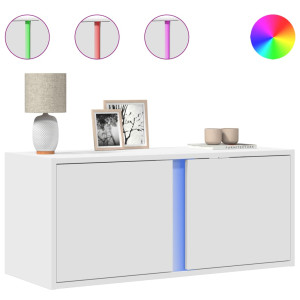 Móvel de parede para TV com luzes LED 80x31x35 cm branco H