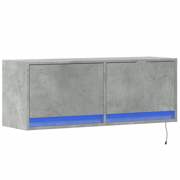 Mueble de TV de pared con luces LED gris hormigón 100x31x35 cm M 3