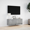 Mueble de TV de pared con luces LED gris hormigón 100x31x35 cm 4
