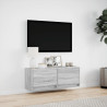 Mueble de TV de pared con luces LED gris Sonoma 100x31x35 cm 4