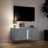 Mueble de TV de pared con luces LED gris hormigón 80x31x35 cm 5