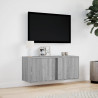 Mueble de TV de pared con luces LED gris Sonoma 80x31x35 cm 4