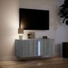 Mueble de TV de pared con luces LED gris Sonoma 80x31x35 cm 5