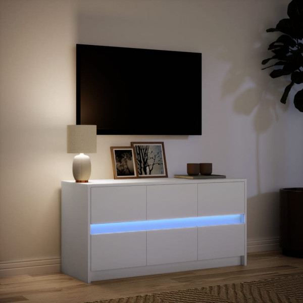 Mueble de TV con LED madera de ingeniería blanco 100x34x50 cm M 5