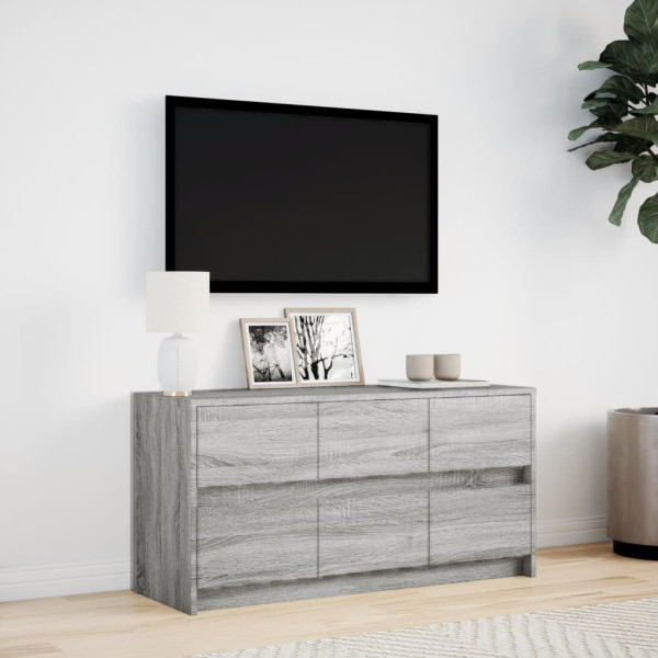 Mueble de TV con LED madera ingeniería gris Sonoma 100x34x50 cm M 4