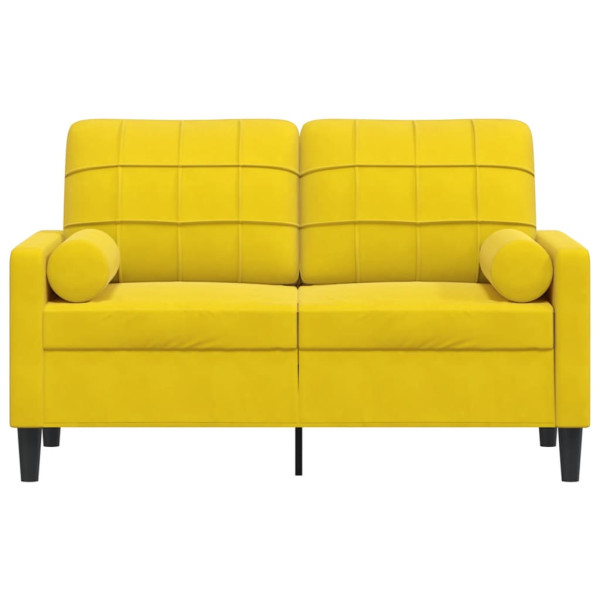 Sofá 2 lugares c/ almofadas decorativas 120 cm veludo amarelo M 3