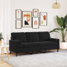 Sofá 3 lugares c/ almofadas decorativas 180 cm veludo preto 1